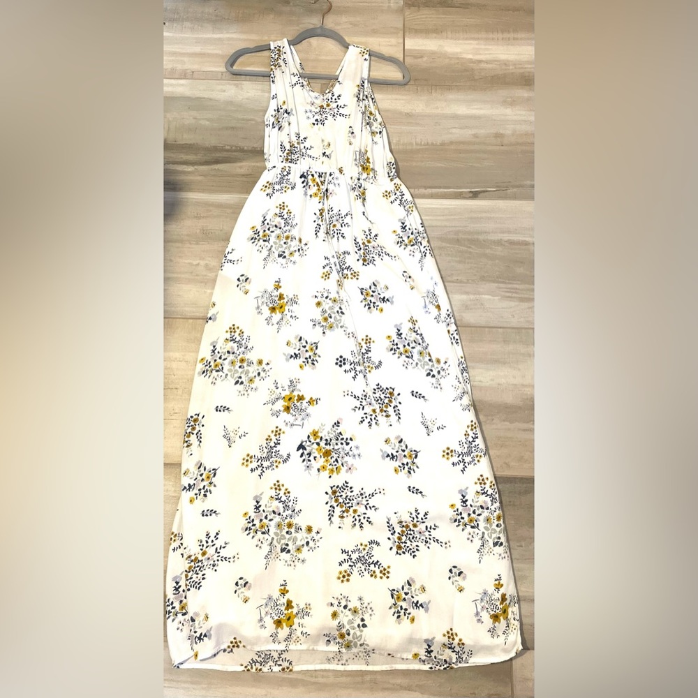 Lucky Brand Women's White Floral Spritz Printed Maxi Dress